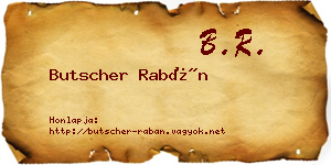 Butscher Rabán névjegykártya